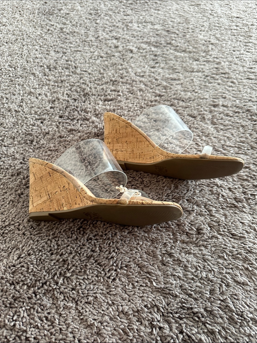 Sincerly Jules Clear Strap Cork Slide Sandals - Natural NWT - Picture 3 of 3